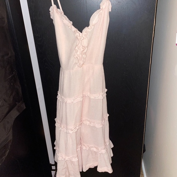 Blush pink babydoll ruffle dress boho - Picture 1 of 5